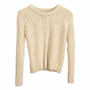 Elegant Cable Knit Sweater in Cream White Orly Y2K Size Large
